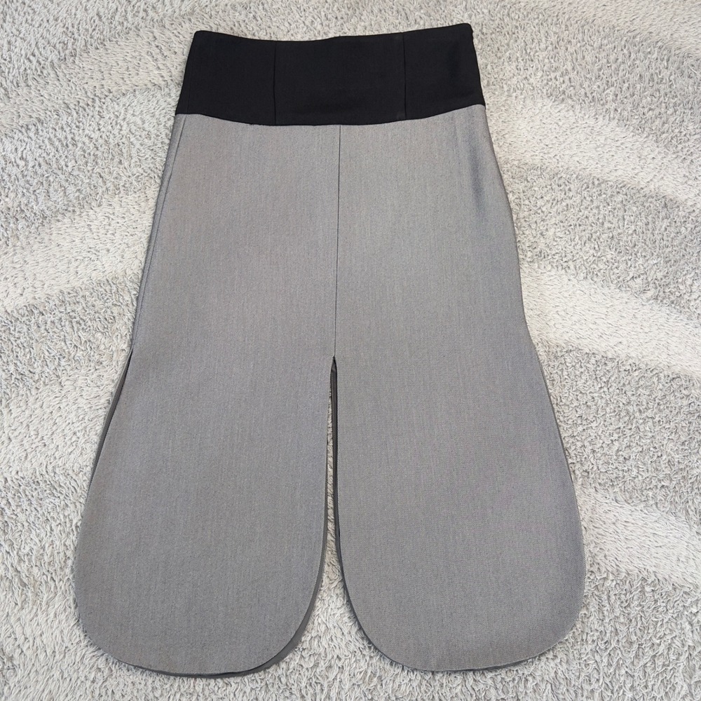 Ameri Vintage Architectural Petal Scallop Hem High Waist Skirt Gray Black Size S